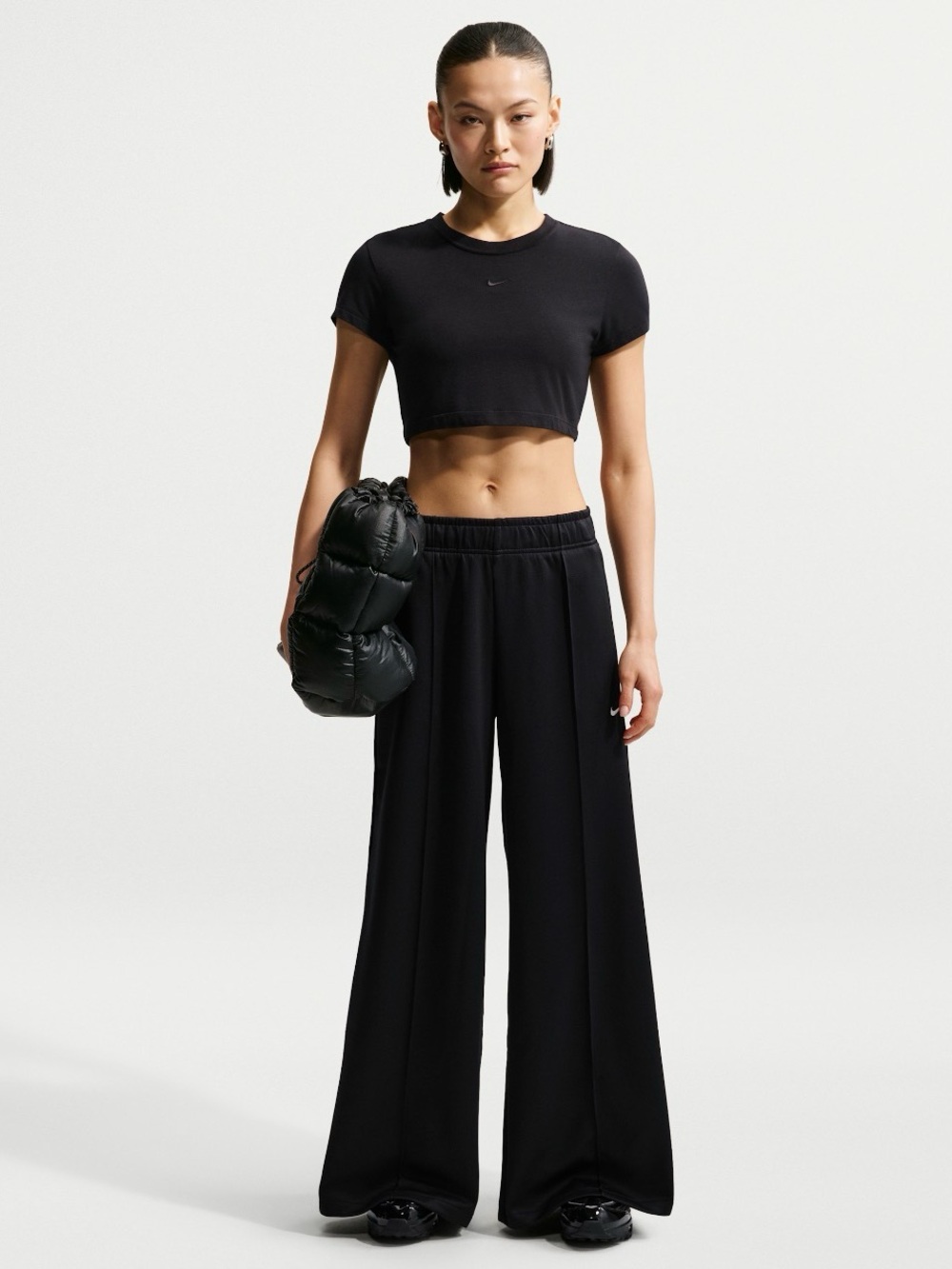 NWT Nike Sportswear Mid Rise Wide Leg Track Pants Black XS